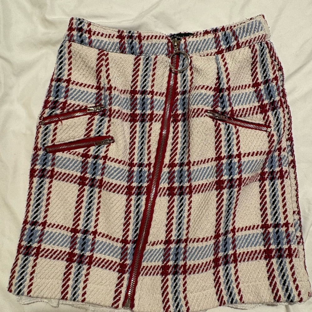 Simple Red and Blue Plaid Mini Skirt